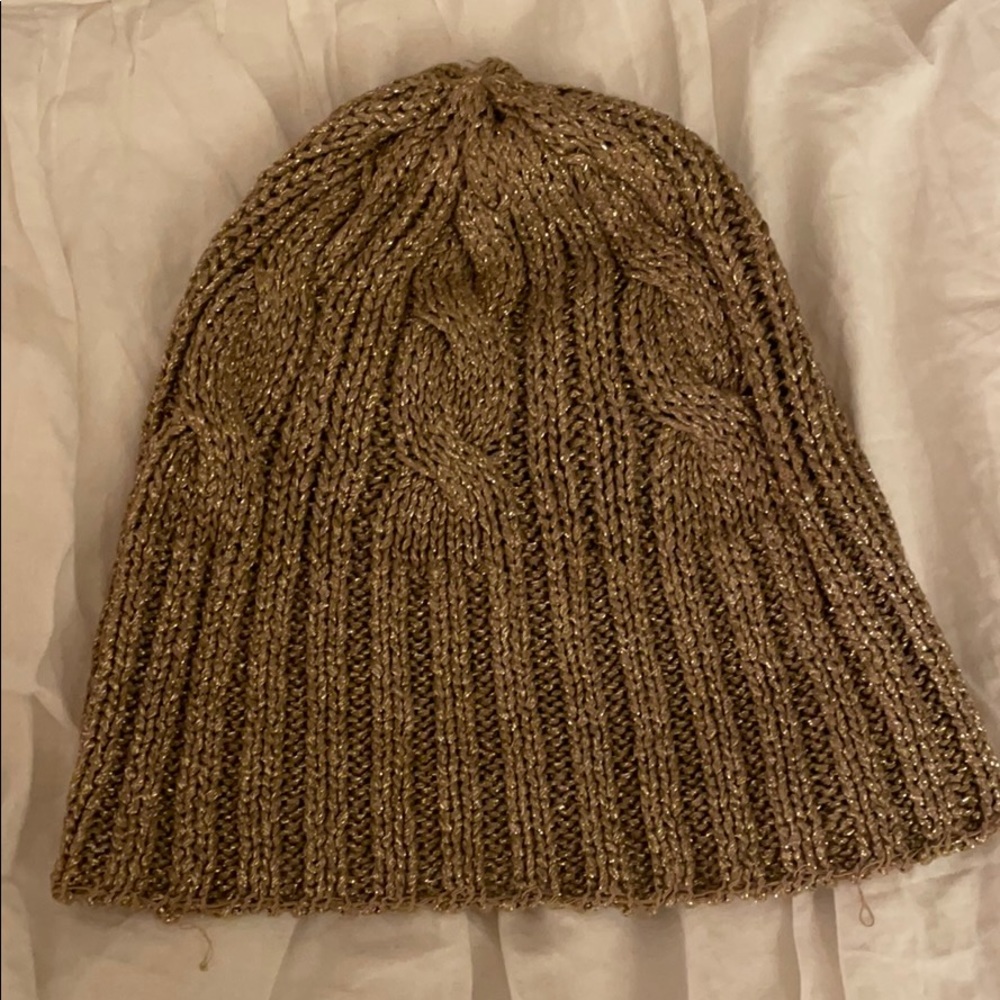 JCrew Gold Sparkle knit Winter Hat